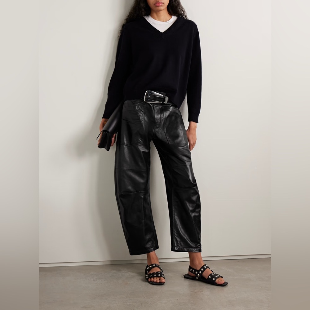 Nili Lotan Shon Leather Pants Black Size 2